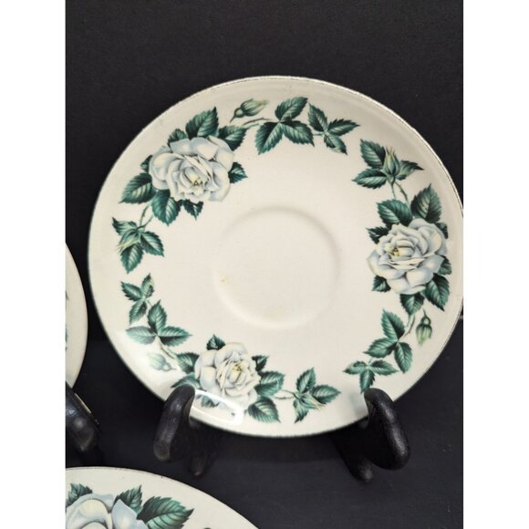 Vntg Homer Laughlin Eggshell Nautilus White Rose 1 Saucer 1 Bread Plate 1 Bowl - Picture 4 of 10